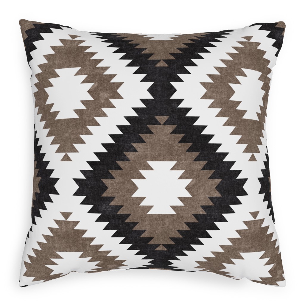 Tribal Southwest Boho Pillow, Woven, Black, 20x20, Single Sided, Brown, White