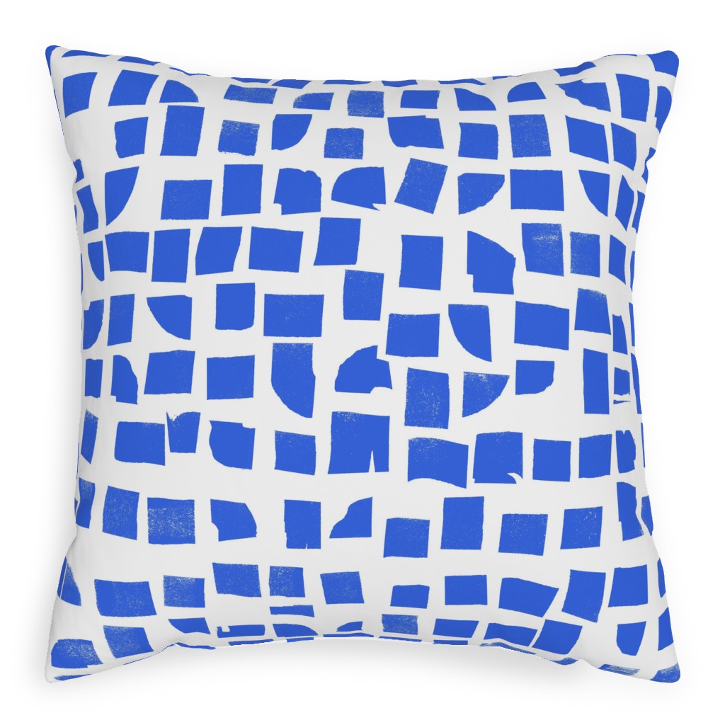 Blue Check Pillow, Woven, Black, 20x20, Single Sided, Blue