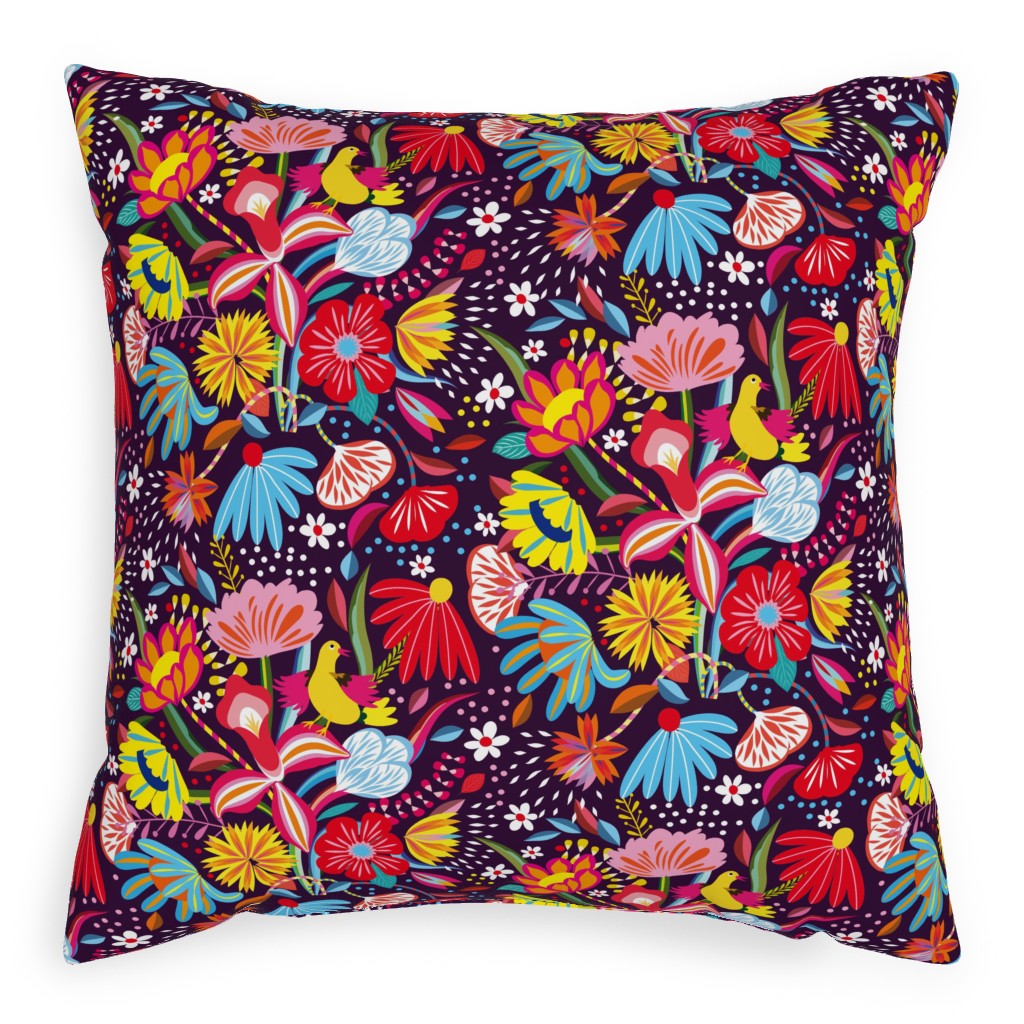 My Dream Garden - Dark Pillow, Woven, Black, 20x20, Single Sided, Multicolor