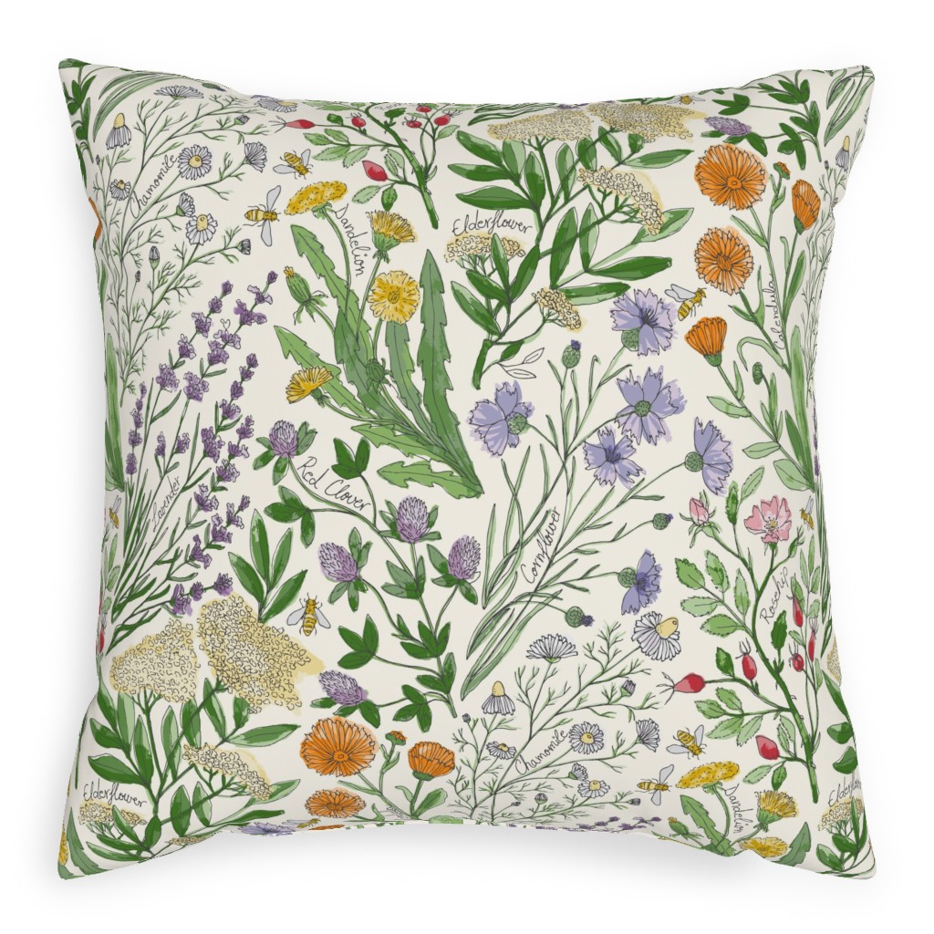 Wildflowers - Multi Pillow, Woven, Beige, 20x20, Single Sided, Multicolor