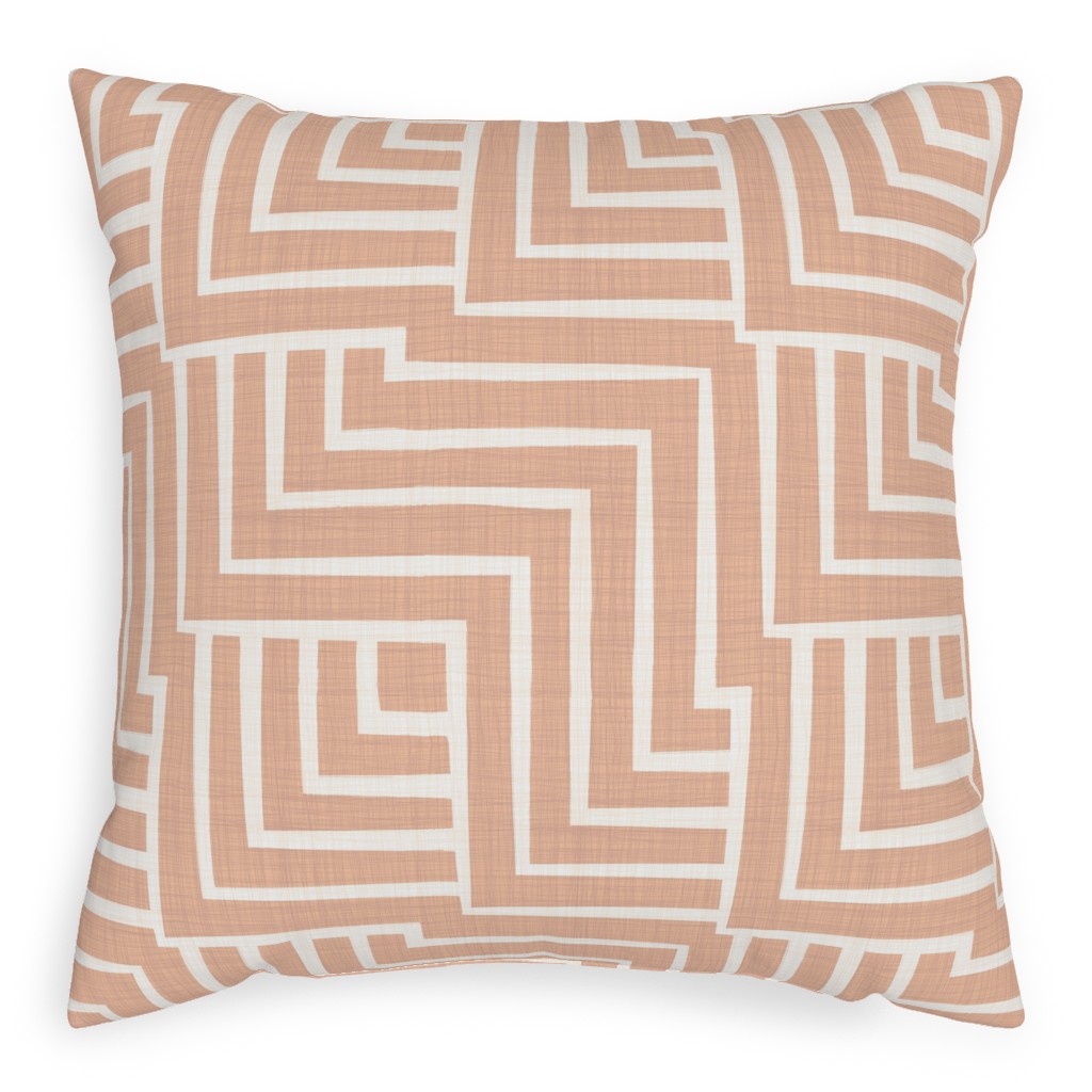 Square Angles - Pink Pillow, Woven, Beige, 20x20, Single Sided, Pink, Bright Pink