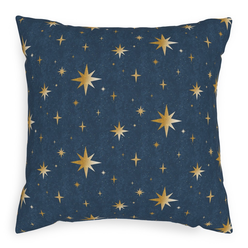 Art Deco Starbursts - Blue Pillow, Woven, Beige, 20x20, Single Sided, Blue, True Blue