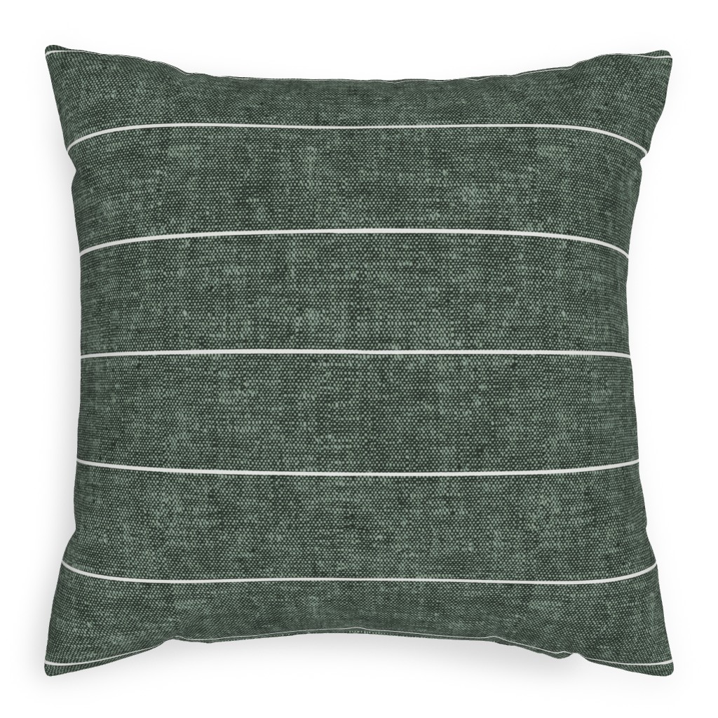 Farmhouse Stripes - Restoration Green Pillow, Woven, Beige, 20x20, Single Sided, Green, Classic Green