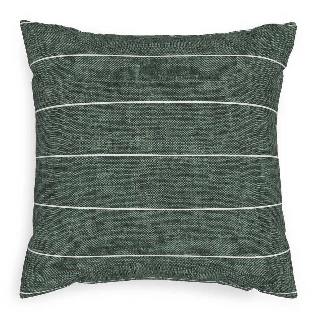 Farmhouse Stripes - Restoration Green Pillow, Woven, Beige, 20x20, Single Sided, Green