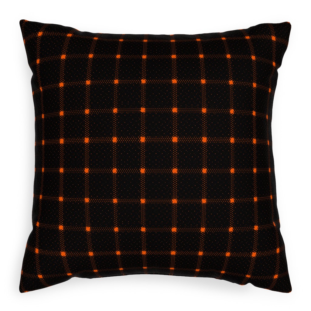Gridded Plaid Pillow, Woven, Beige, 20x20, Single Sided, Black