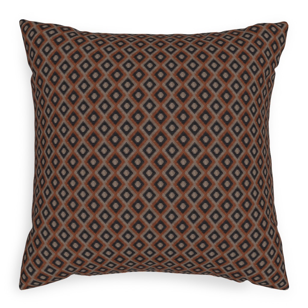 Aztec Pillow, Woven, Beige, 20x20, Single Sided, Brown, Taupe