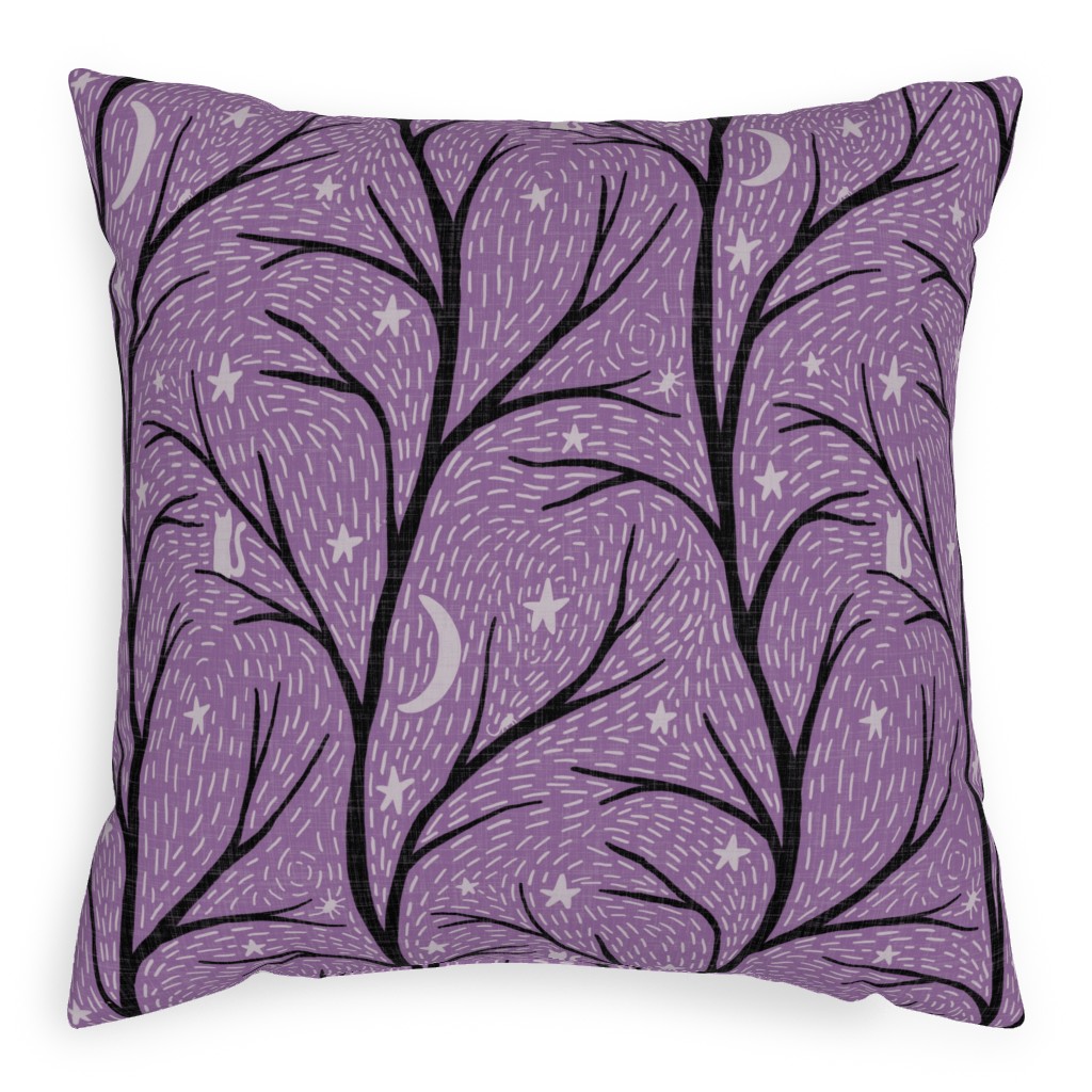 Spooky Night - Purple Pillow, Woven, Beige, 20x20, Single Sided, Purple