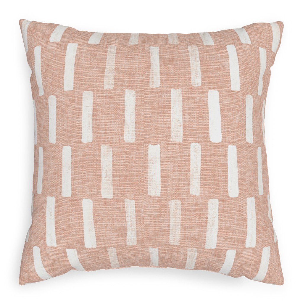 Boho Dash Block Print - Dusty Pink Pillow, Woven, Beige, 20x20, Single Sided, Pink, Bright Pink