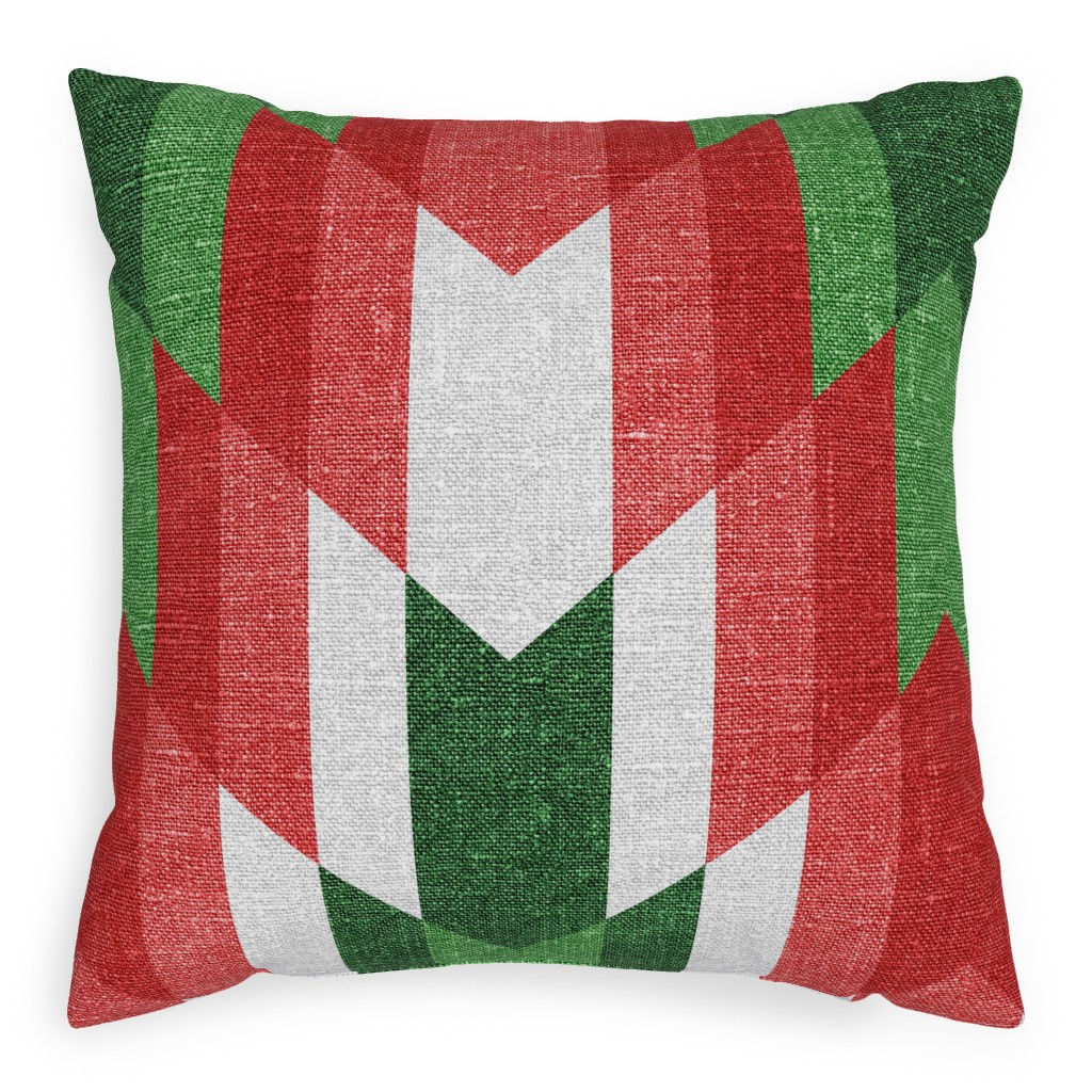 Christmas Cheer - Red, White and Green Pillow, Woven, Beige, 20x20, Single Sided, Multicolor