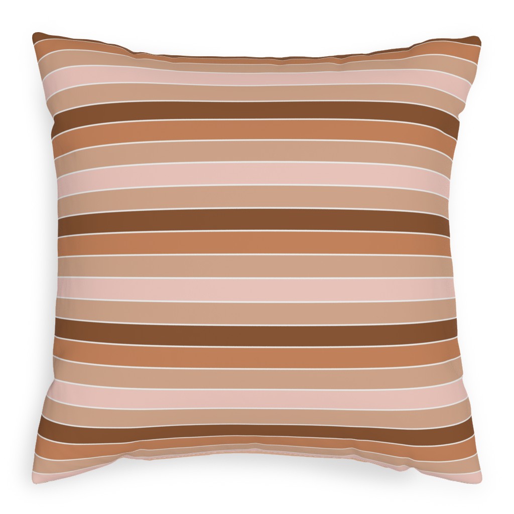 Candy Stripes - Warm Pillow, Woven, Beige, 20x20, Single Sided, Pink