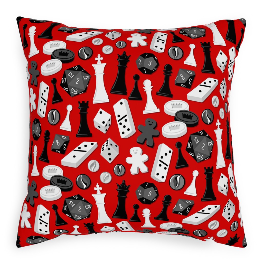 Game on Pillow, Woven, Beige, 20x20, Single Sided, Red, Ruby