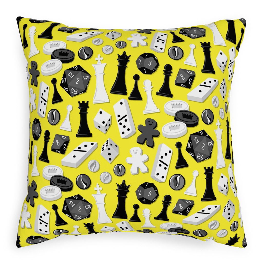 Game on Pillow, Woven, Beige, 20x20, Single Sided, Yellow