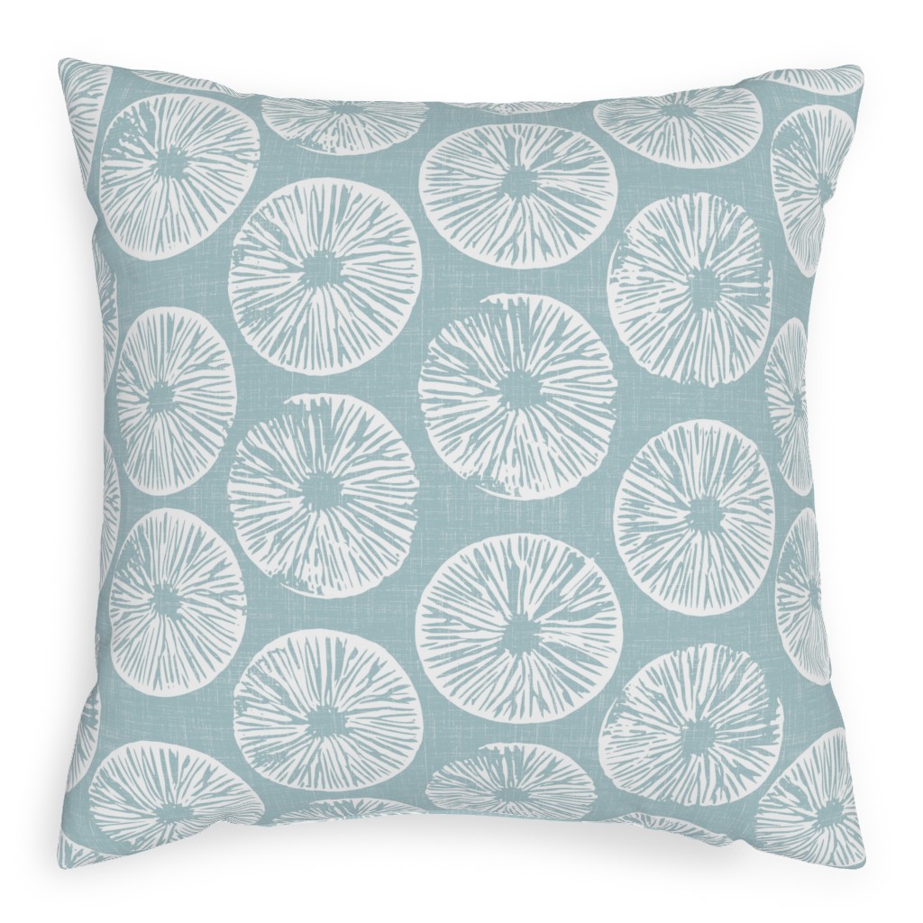 As One - White on Soft Blue Pillow, Woven, Beige, 20x20, Single Sided, Blue