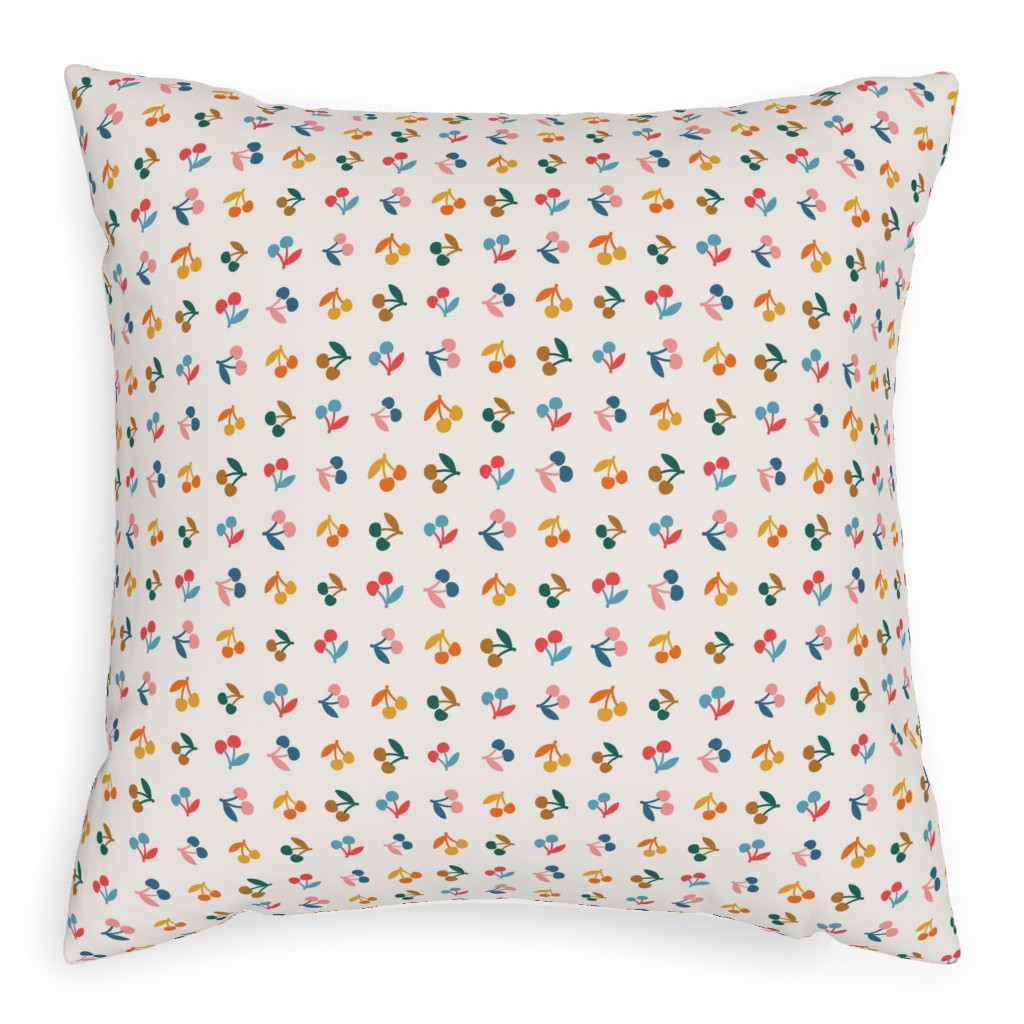 Colored Cherries - Earthy Pillow, Woven, Beige, 20x20, Single Sided, Beige, Pearl
