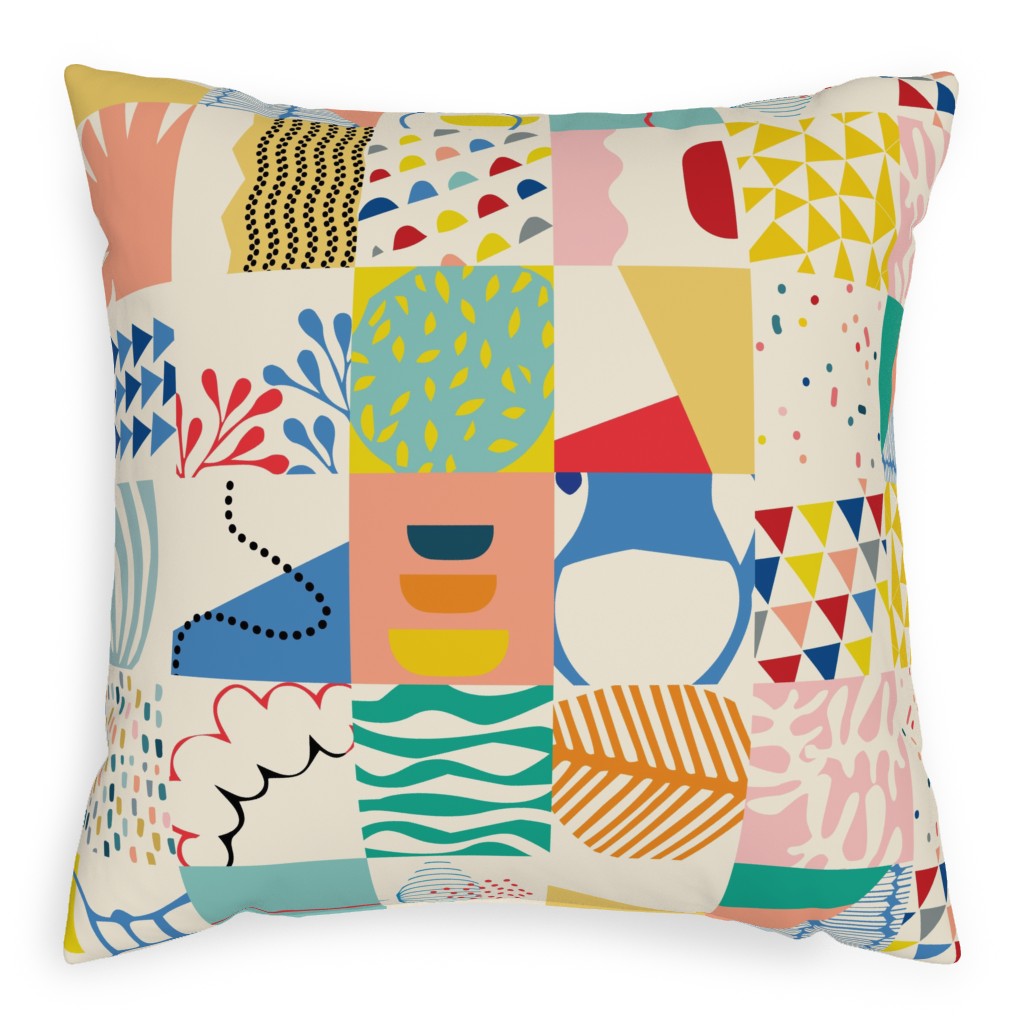 Mod Patches - Multi Pillow, Woven, Beige, 20x20, Single Sided, Multicolor