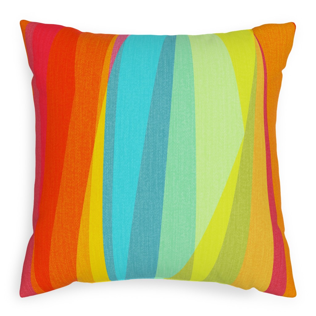 Geo Stripes Vertical - Multi Pillow, Woven, Beige, 20x20, Single Sided, Multicolor