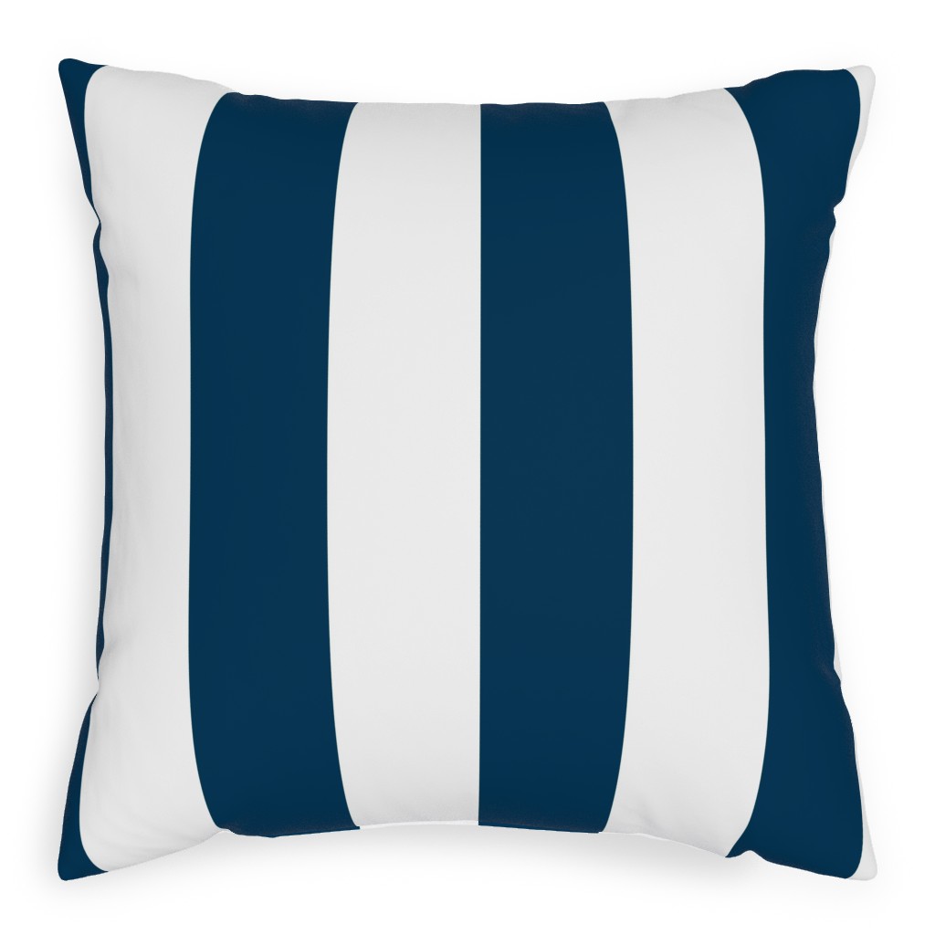 Cabana Stripe - Navy and White Pillow, Woven, Beige, 20x20, Single Sided, Blue