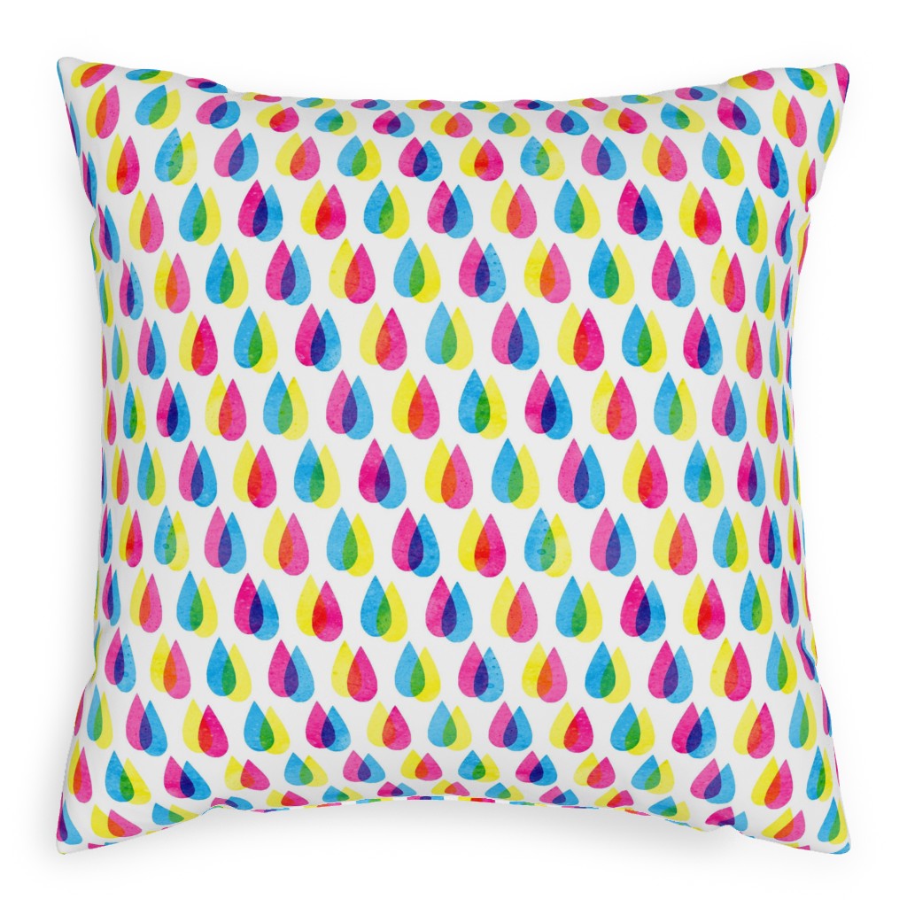 Drops Pillow, Woven, Beige, 20x20, Single Sided, Multicolor, White