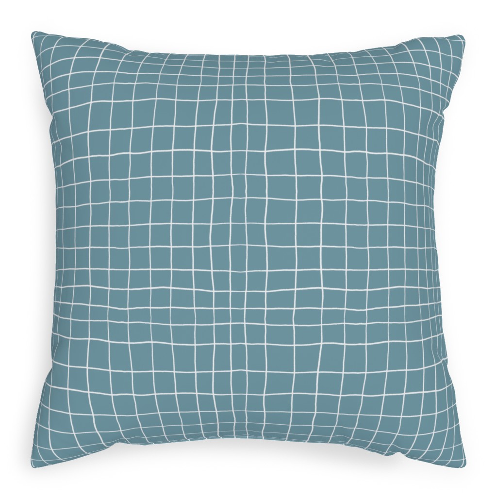 Springfield - Blue Pillow, Woven, Beige, 20x20, Single Sided, Blue