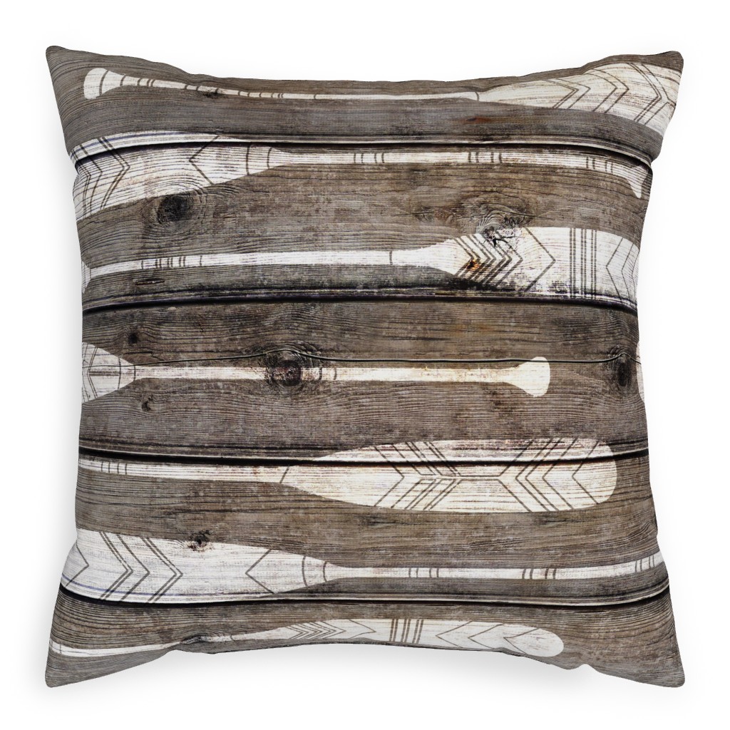 Oars on Barnwood - Neutral Pillow, Woven, Beige, 20x20, Single Sided, Brown