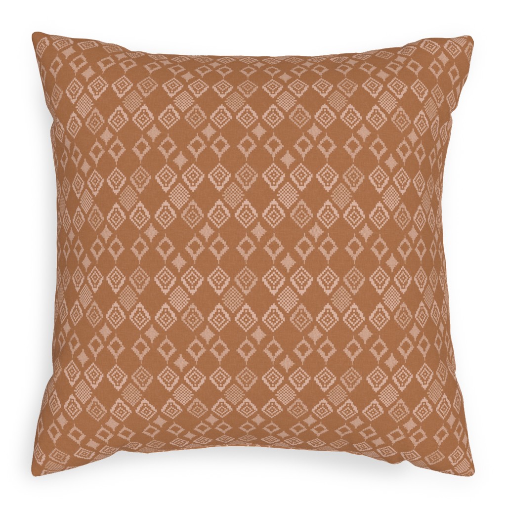 Boho Fair Isle - Rust Pillow, Woven, Beige, 20x20, Single Sided, Orange