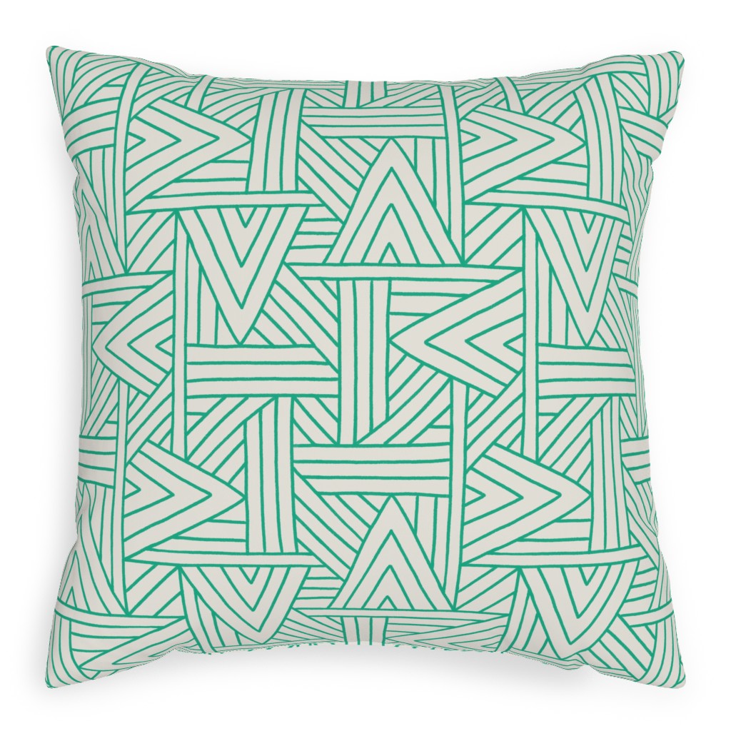 Angles - Green & White Pillow, Woven, Beige, 20x20, Single Sided, Green, Classic Green