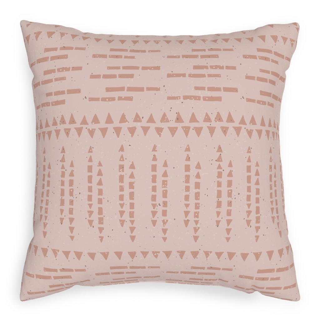 Boho Tribal Dashed Geometric - Pink Pillow, Woven, Beige, 20x20, Single Sided, Pink