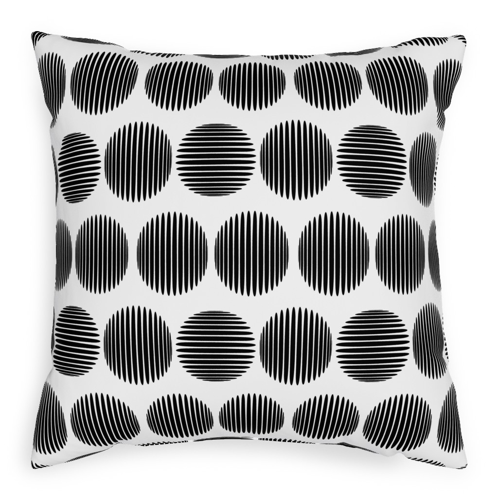 Tossed Spheres - Black and White Pillow, Woven, Beige, 20x20, Single Sided, Black, Black