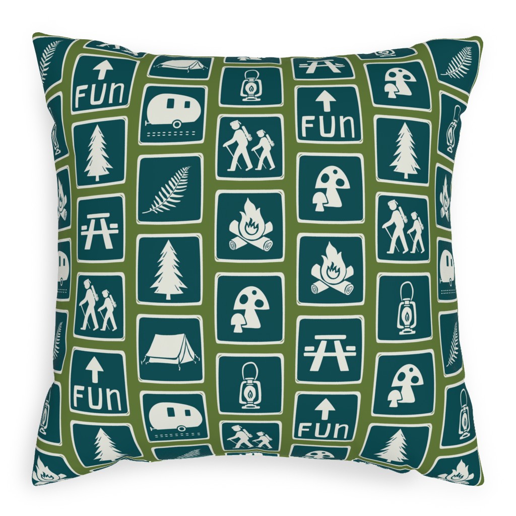 Follow the Signs To Fun Pillow, Woven, Beige, 20x20, Single Sided, Green