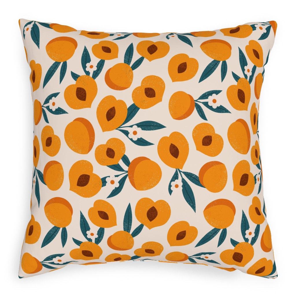 Summer Peches - Orange Pillow, Woven, Beige, 20x20, Single Sided, Orange