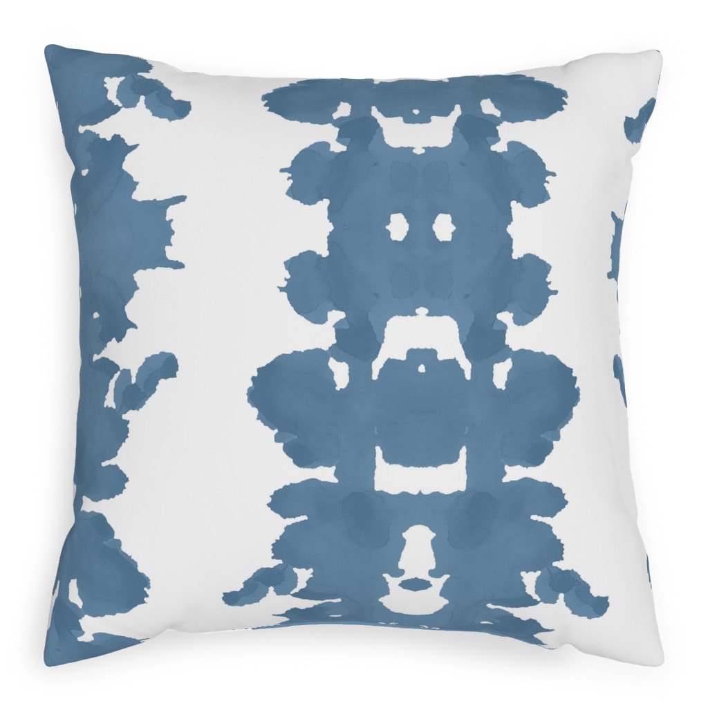 Double Inkblot - Blue Pillow, Woven, Beige, 20x20, Single Sided, Blue, True Blue
