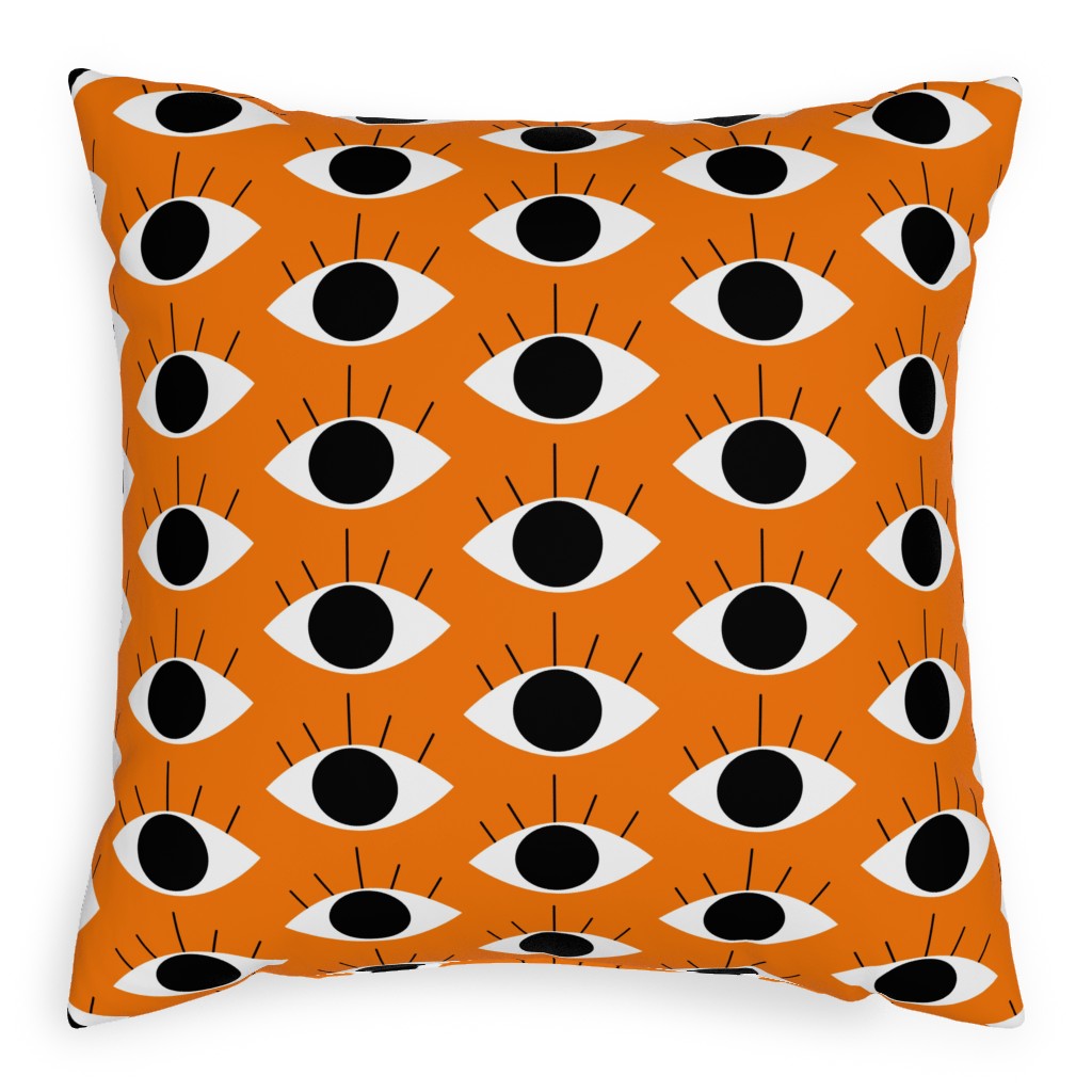 Spooky Eye - Orange Pillow, Woven, Beige, 20x20, Single Sided, Orange