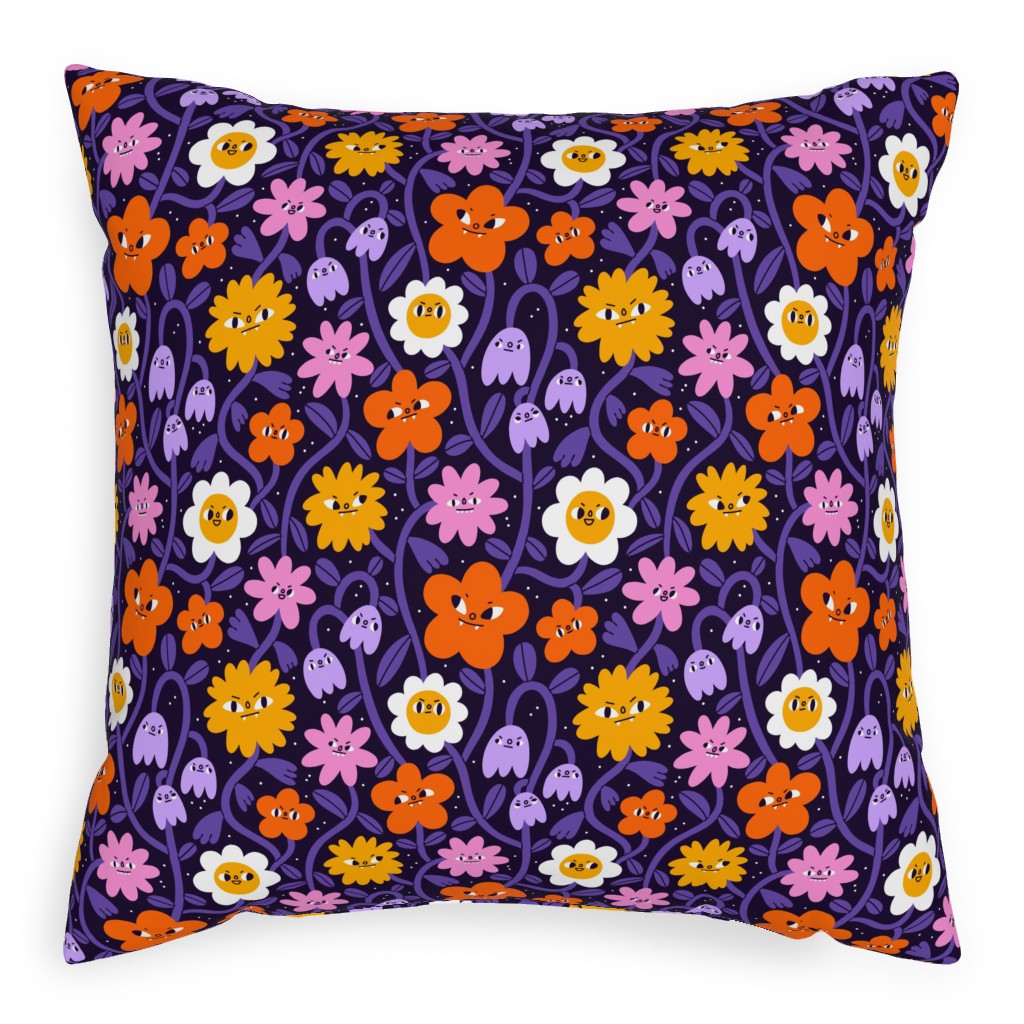 Extremely Wicked, Evil and Vile Halloween Garden - Purple Pillow, Woven, Beige, 20x20, Single Sided, Purple, Purple