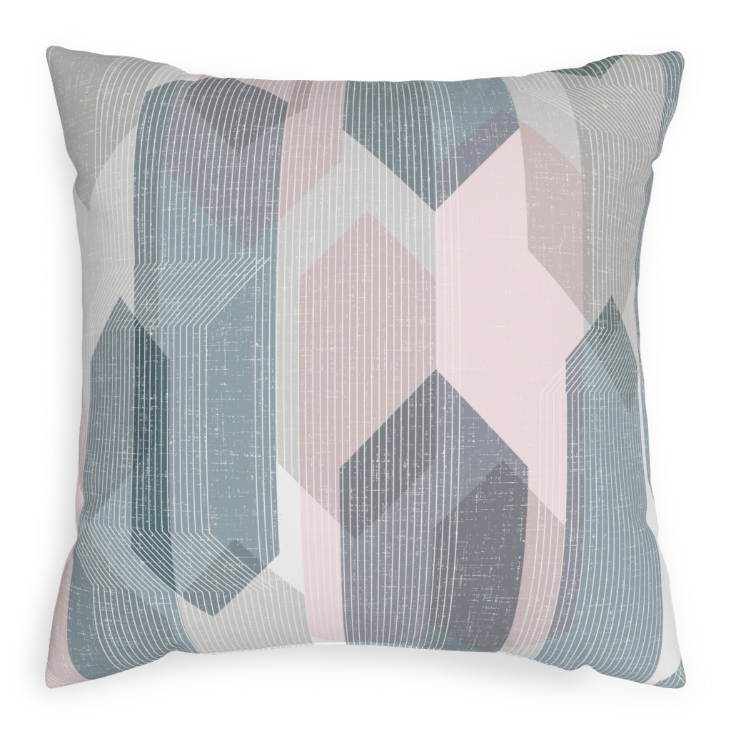 Deco Mod Hex Reflections Pillow, Woven, Beige, 20x20, Single Sided, Gray