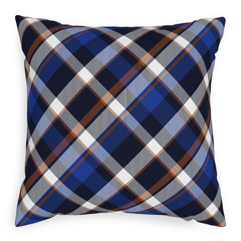 Cora's Plaid - Blue Pillow, Woven, Beige, 20x20, Single Sided, Blue