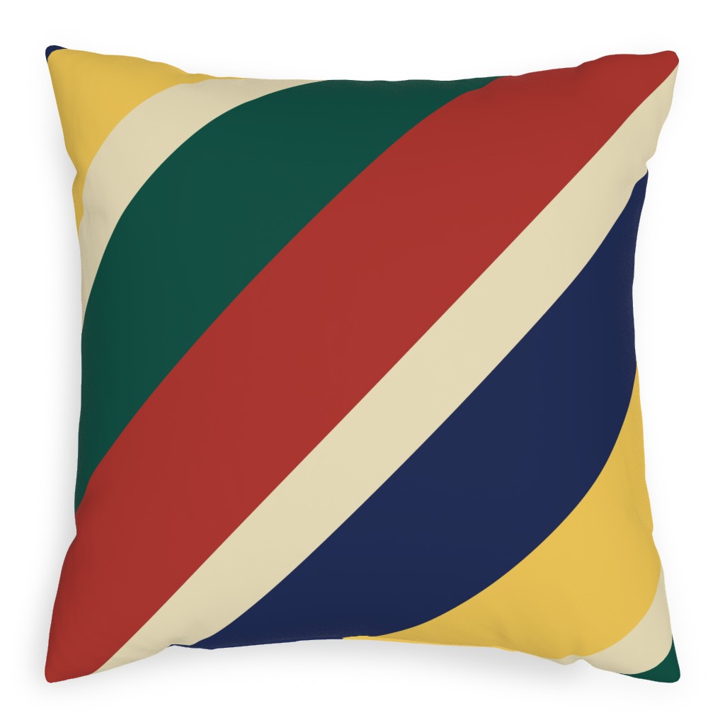 Camping Stripe Diagonal - Multi Pillow, Woven, Beige, 20x20, Single Sided, Multicolor