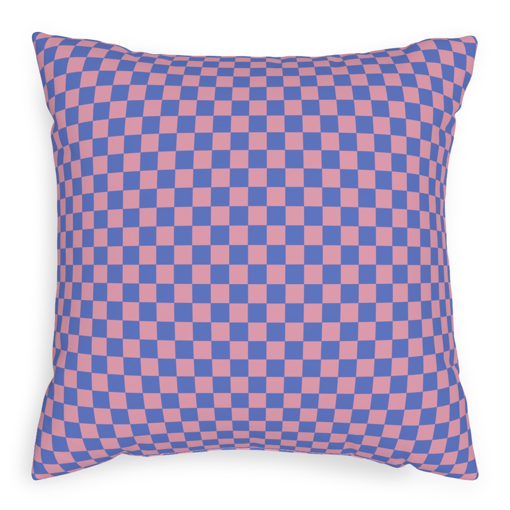 Fun Checkers - Pink and Purple Pillow, Woven, Beige, 20x20, Single Sided, Pink