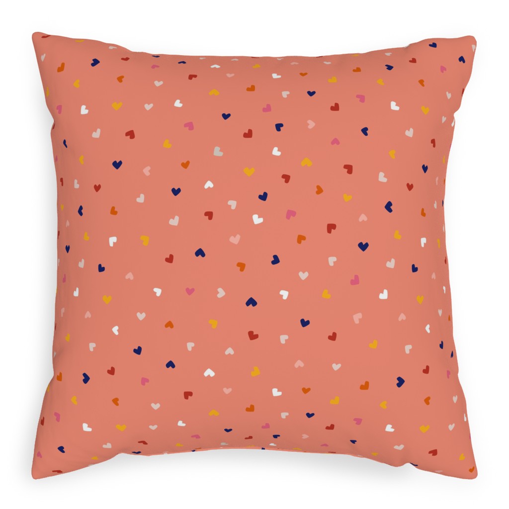 Heart Sprinkles - Pink Pillow, Woven, Beige, 20x20, Single Sided, Pink