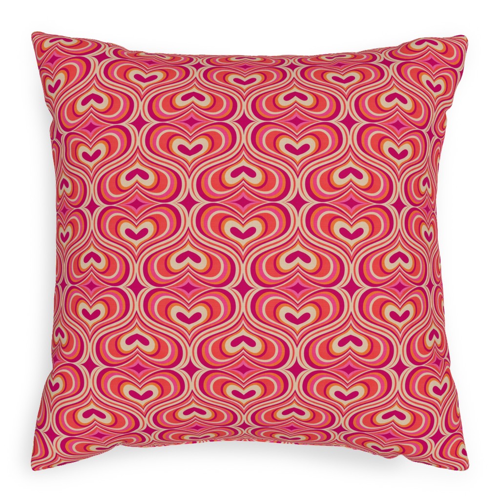 I Think I Love You - Red Pillow, Woven, Beige, 20x20, Single Sided, Red