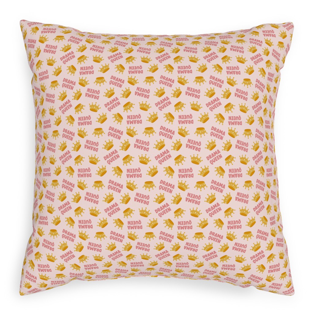 Drama Queen - Pink Pillow, Woven, Beige, 20x20, Single Sided, Pink, Bright Pink