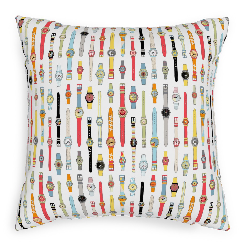 Fashion Watches - Multicolor Pillow, Woven, Beige, 20x20, Single Sided, Multicolor