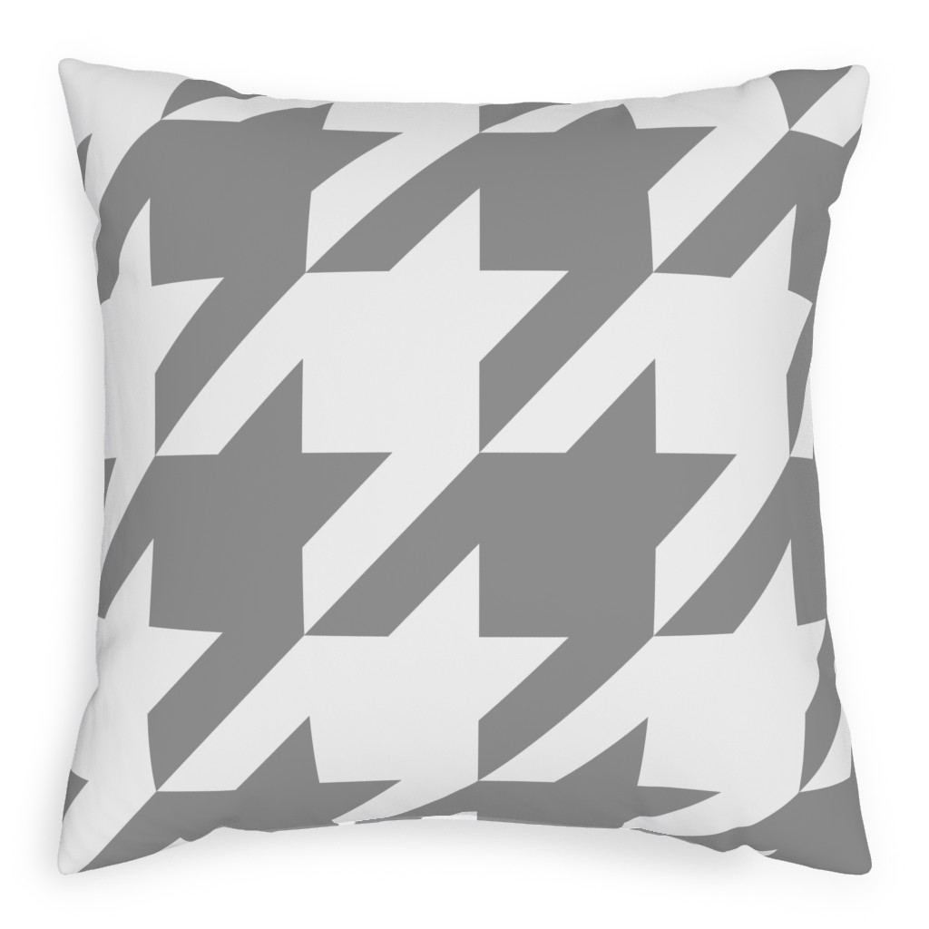 Modern Houndstooth Check - Grey and White Pillow, Woven, Beige, 20x20, Single Sided, Gray