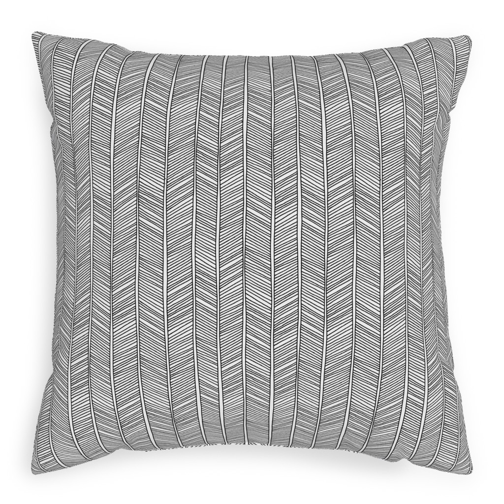 Vines + Lines - Neutral Pillow, Woven, Beige, 20x20, Single Sided, Black