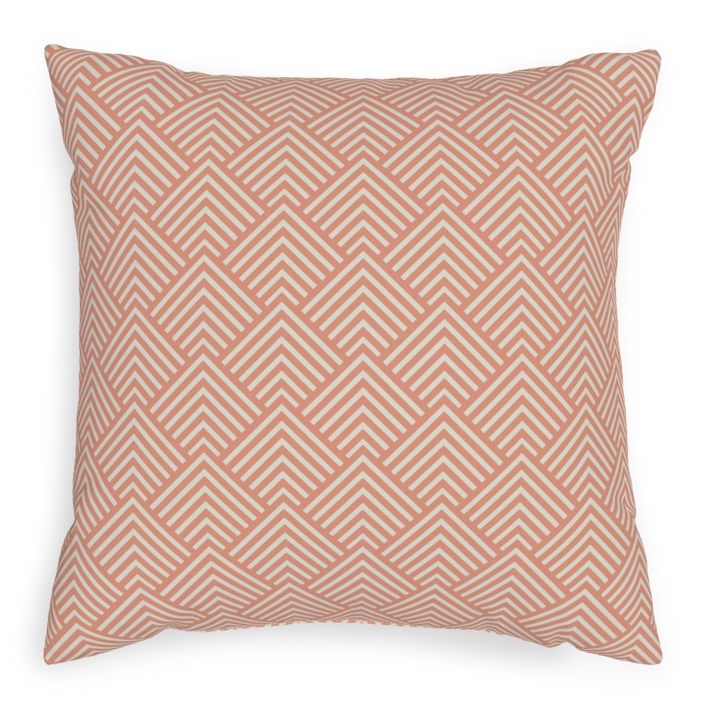 Mod Triangles - Blush Pillow, Woven, Beige, 20x20, Single Sided, Pink