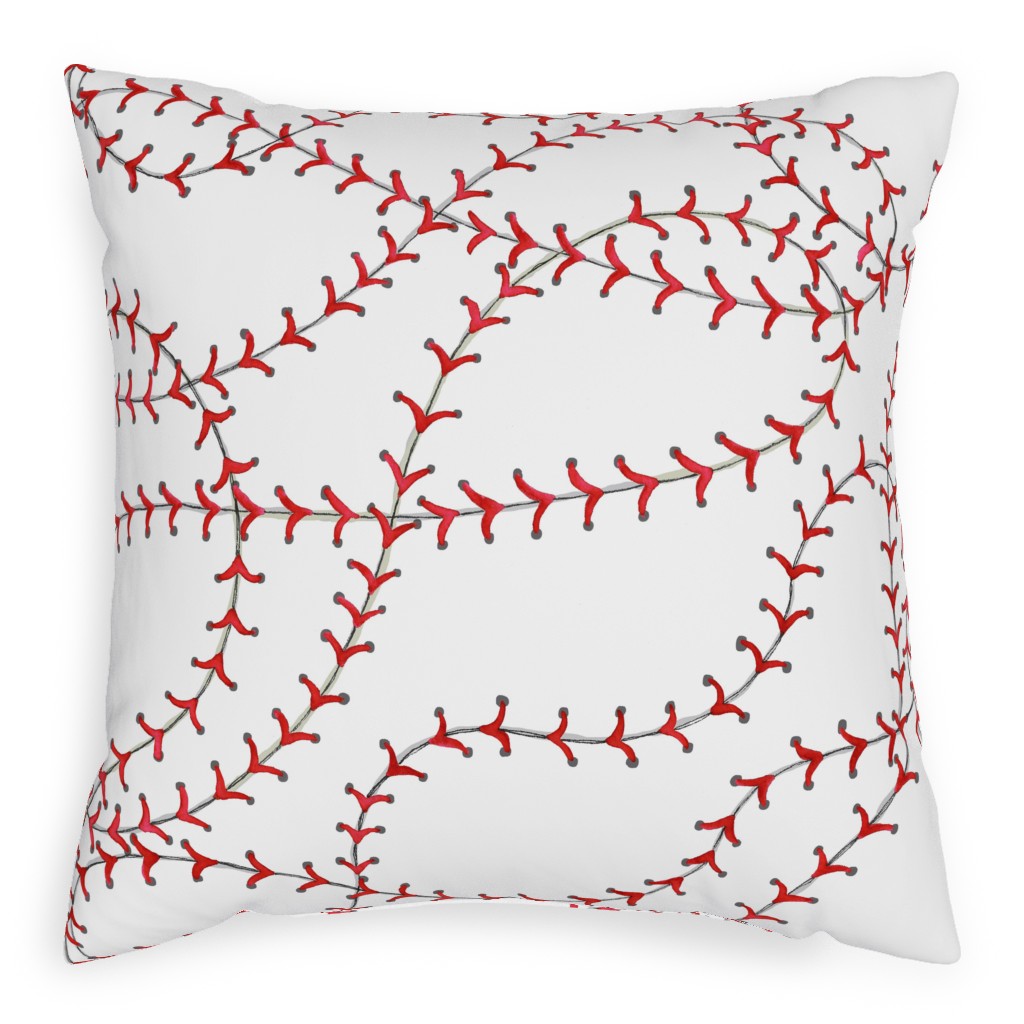 Baseball Seams Pillow, Woven, Beige, 20x20, Single Sided, White, White