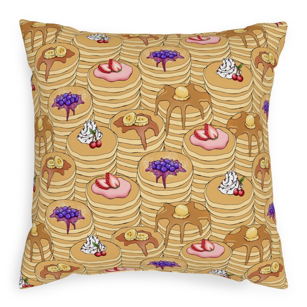 Flapjack Stack Pillow, Woven, Beige, 20x20, Single Sided, Beige, Pearl