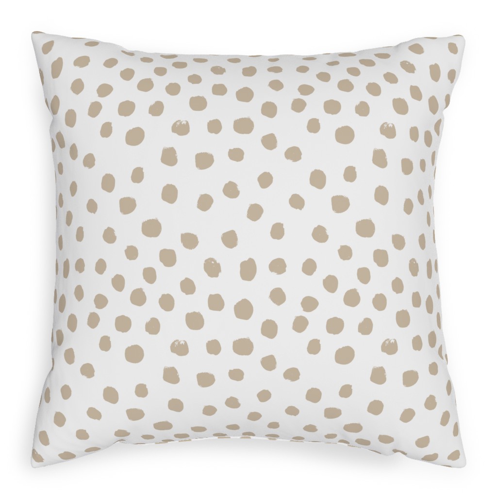 Soft Painted Dots Pillow, Woven, Beige, 20x20, Single Sided, Beige
