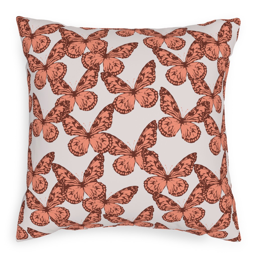 Butterfly Pillow, Woven, Beige, 20x20, Single Sided, Pink, Priscilla