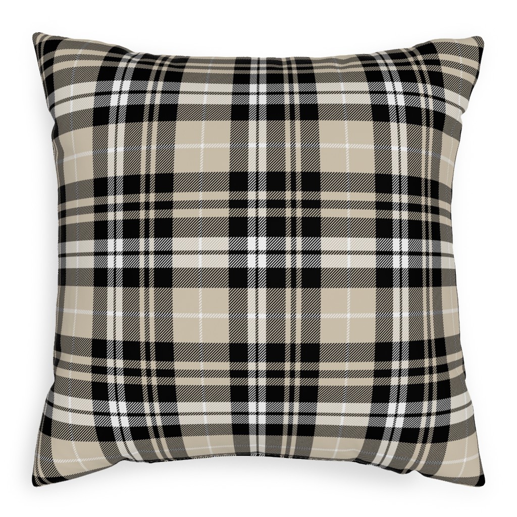 Fall Plaid Pillow, Woven, Beige, 20x20, Single Sided, Beige, beige