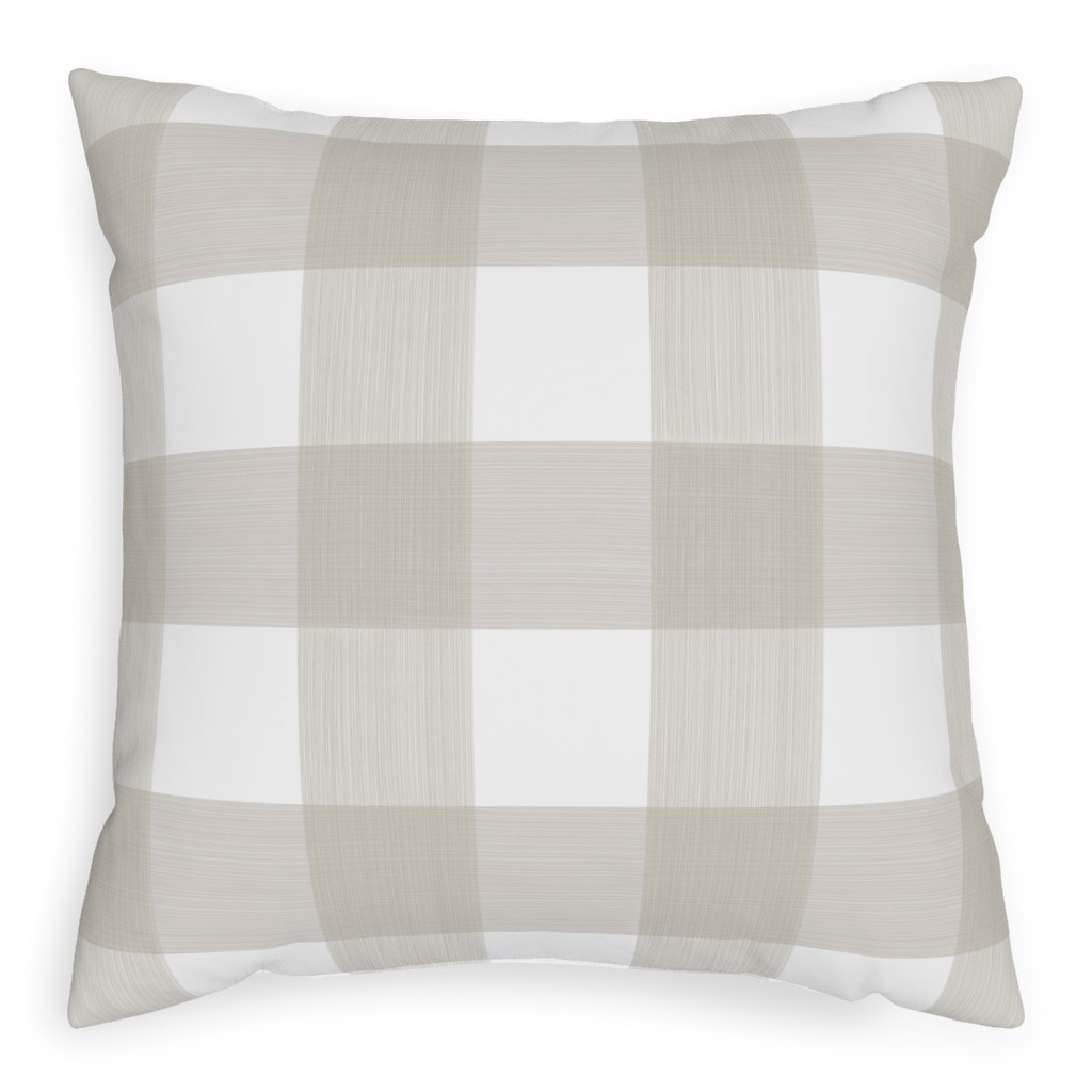 Buffalo Check Pillow, Woven, Beige, 20x20, Single Sided, Beige